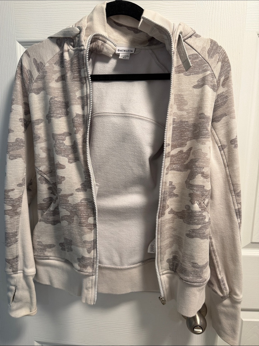 Athleta Beige Camo Zip Hoodie